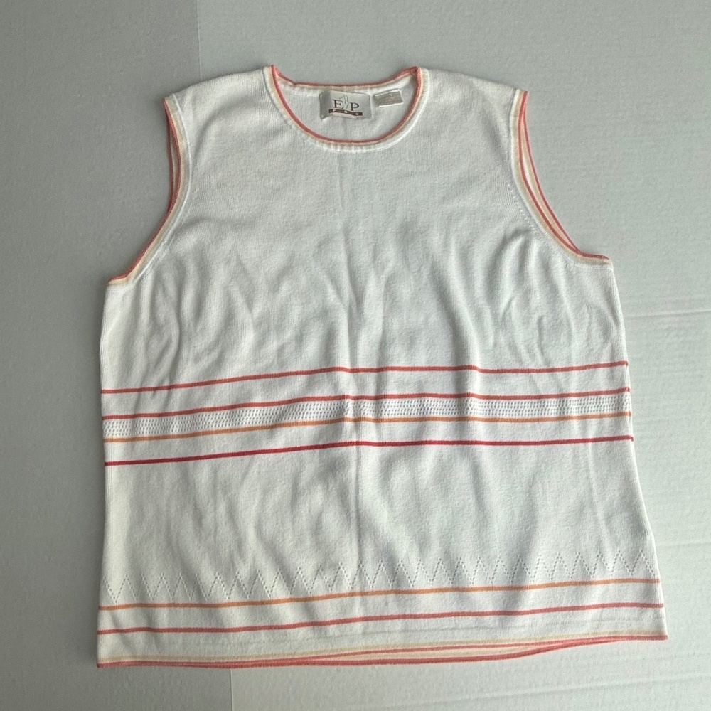 EP Pro White Striped Golf Sleeveless Pullover Sweater Vest